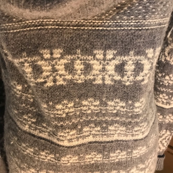 Cowl Neck Thick White and Grey Sweater Dress - Picture 3 of 6